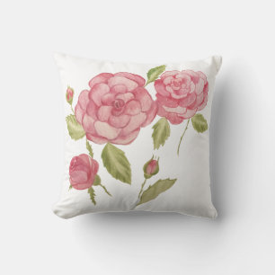 Cojín Decorativo Lápiz de dibujo a mano con rosas rosas rosas rosas