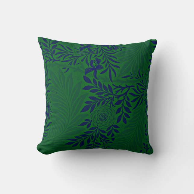 Cojín Decorativo Larkspur en verde vibrante y azul (Anverso)