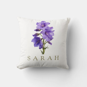 Cojín Decorativo Larkspur Personalizado Julio Regalo de flores de n