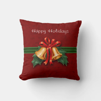 Cojín Decorativo Las campanas de los navidades y el rojo holly