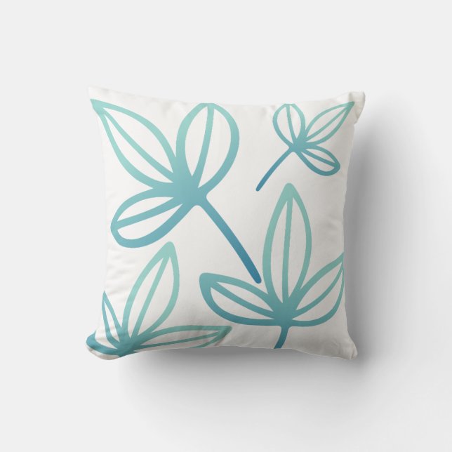 Cojín Decorativo Las elegantes y modernas hojas turquesa (Anverso)