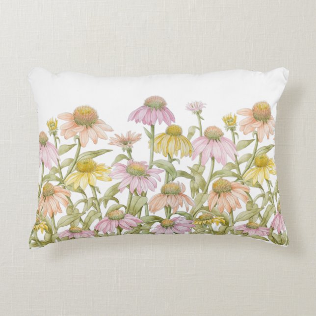 Cojín Decorativo Las flores acuarela Arte botánico (Anverso)