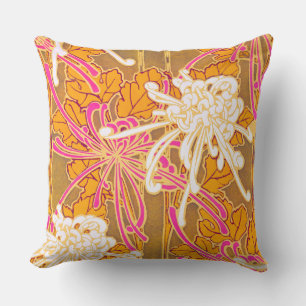 Cojín Decorativo Las flores blancas y rosadas del Art Decó de Séguy