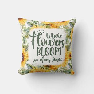 Cojín Decorativo Las flores florecen la esperanza, los girasoles