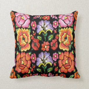Cojín Decorativo Las flores mexicanas del estilo, corrigen color de
