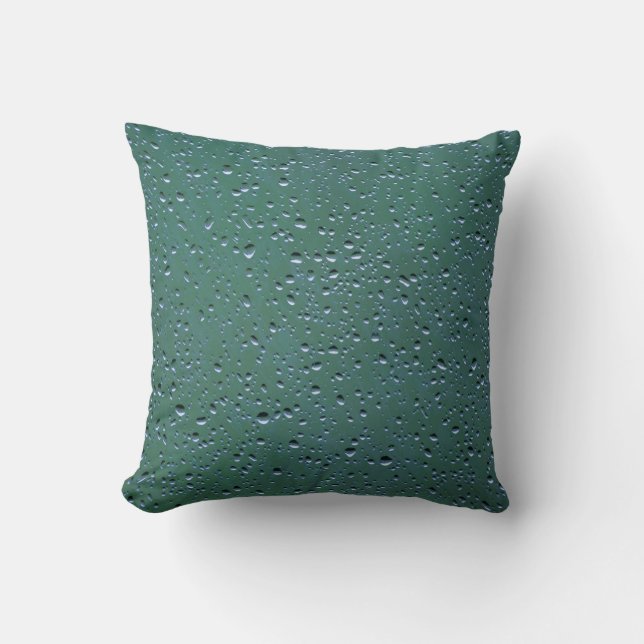 Cojín Decorativo Las gotas de agua en un fondo verde (Anverso)