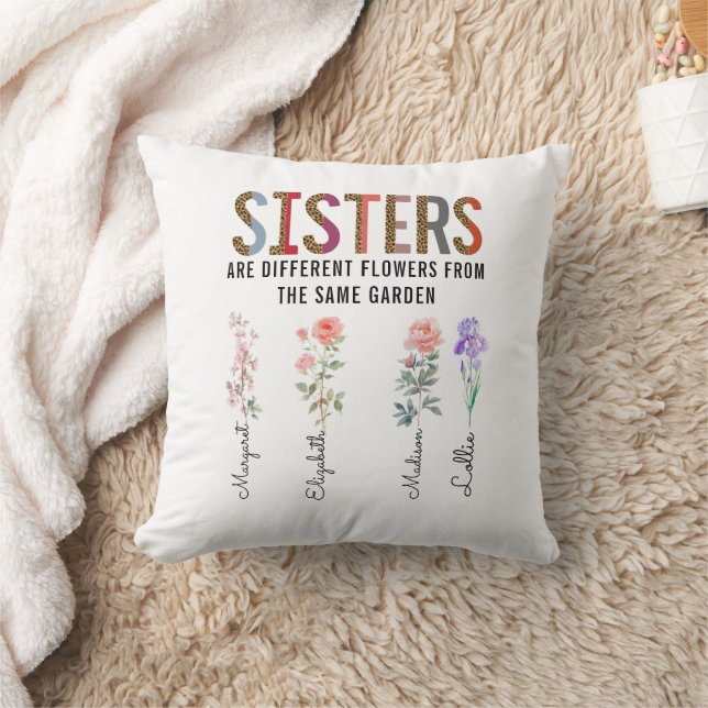 Cojín Decorativo Las Hermanas Son Flores Diferentes - Nombres Perso (Manta)