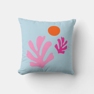 Cojín Decorativo Las Hojas Abstractas Cortan Las Formas Rosa Y Azul