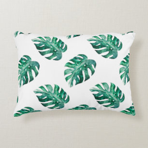 Cojín Decorativo Las hojas de Monstera. Patrón de ilustracion tropi