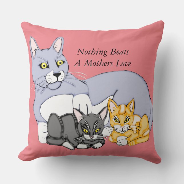 Cojín Decorativo Las Madres Aman El Gato Y Los Gatitos (Anverso)