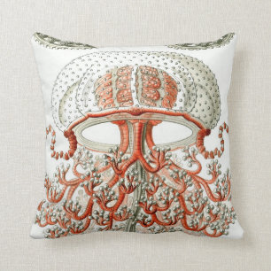 Cojín Decorativo Las medusas acuáticas de Haeckel del ~ de la vida