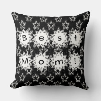 Cojín Decorativo Las mejores estrellas de mamá en fondo neón blanco