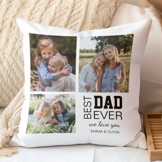 Cojín Decorativo Las mejores fotos personalizadas de papá (Create your own Personalized Photos Best Dad Ever Throw Pillow by MINTIC DESIGN STUDIO)