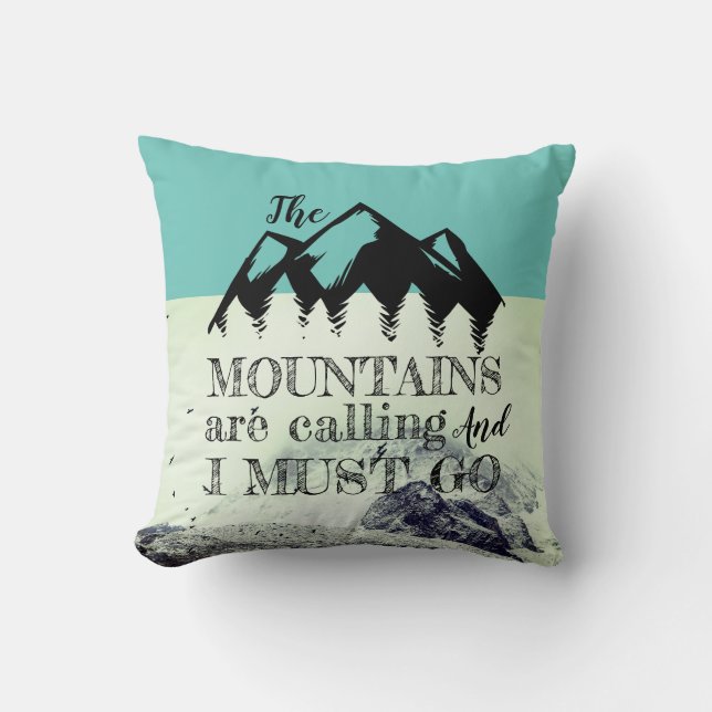 Cojín Decorativo Las Montañas Llaman Turquesa (Anverso)