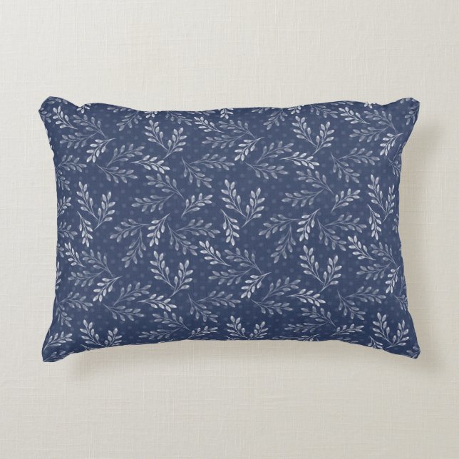 Cojín Decorativo Las ramas blancas en azul. (Anverso)