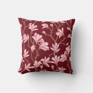 Cojín Decorativo Las ramas de Magnolia: Ilustracion Vintage floreci