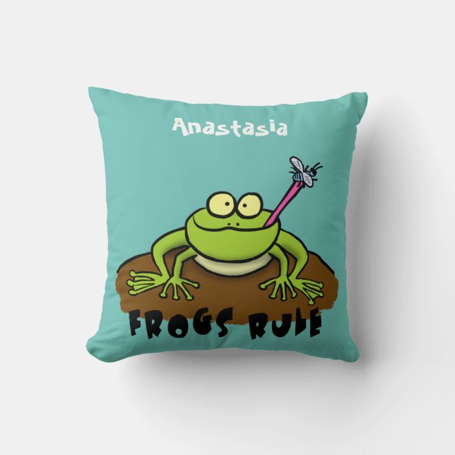 Cojín Decorativo Las ranas gobiernan personalizado de rana verde di (Anverso)