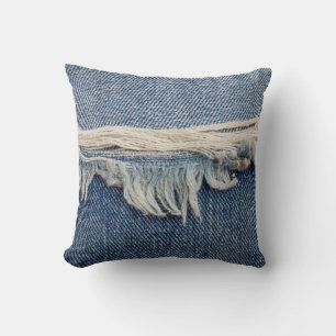 Cojín Decorativo Las texturas rompieron el fondo de los jeans.