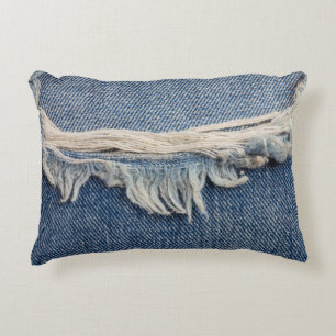 Cojín Decorativo Las texturas rompieron el fondo de los jeans.