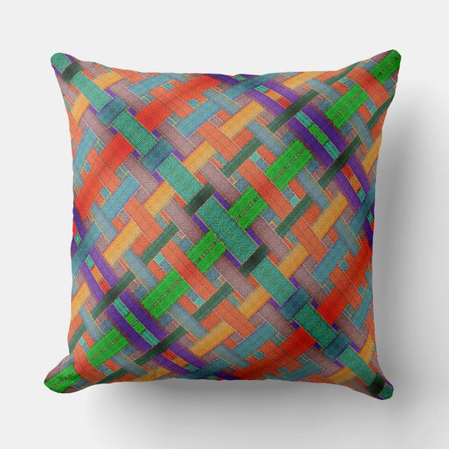 Cojín Decorativo Las tiras rojas de la abuela, con aspecto trenzado (Anverso)