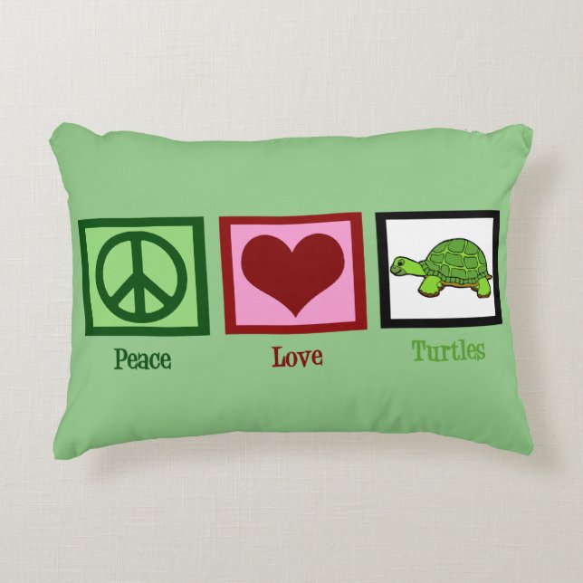 Cojín Decorativo Las tortugas de amor por la paz son verdes (Anverso)