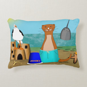 Cojín Decorativo Las vacaciones de Oliver The Otter en la playa
