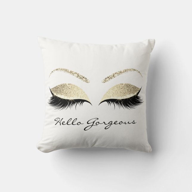 Cojín Decorativo Lash de maquillaje de ojos blancos Hola espléndida (Anverso)