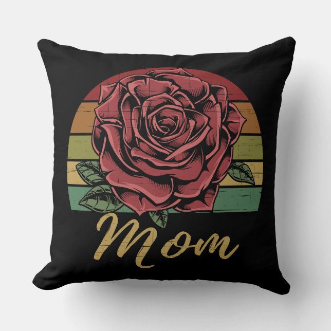 Cojín Decorativo Lástima Retro Sunset Red Rose Mom (Anverso)