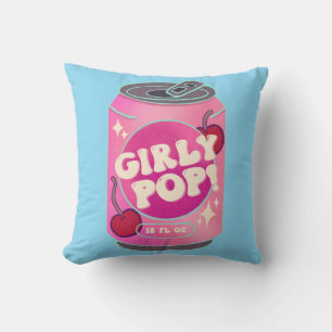 Cojín Decorativo Lata de refresco de cereza pop femenino Rosa ret