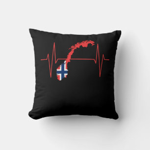 Cojín Decorativo Latido del corazón de la bandera noruega