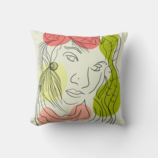 Cojín Decorativo Latina Woman Art Shapes Floral (Anverso)