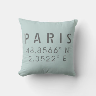 Cojín decorativo Latitud de longitud de París