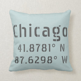 Cojín Decorativo Latitud y longitud de Chicago