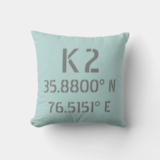 Cojín Decorativo Latitud y longitud de K2 (Anverso)