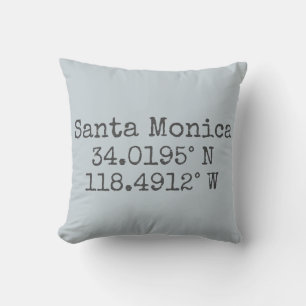 Cojín Decorativo Latitud y longitud de Santa Mónica