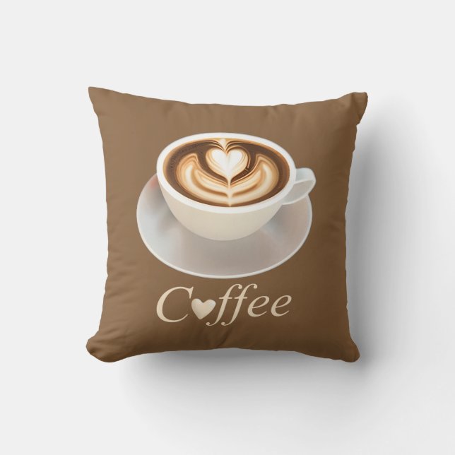 Cojín Decorativo Latte con corazón para los amantes del café (Anverso)