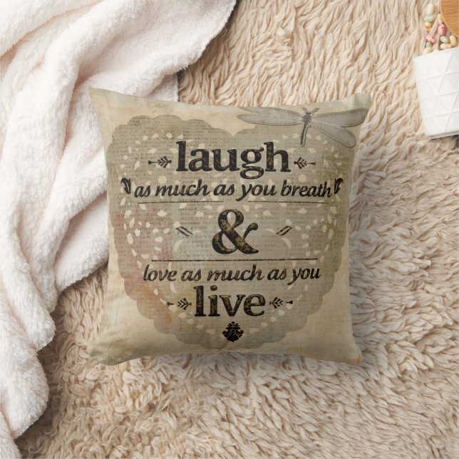 Cojín Decorativo Laugh Breathe Love Live Home Decour (Manta)