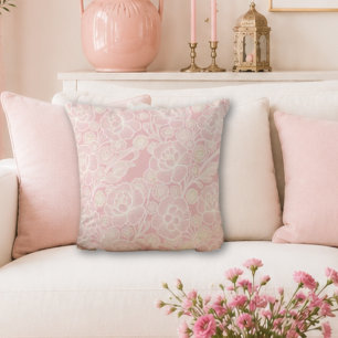 Cojín Decorativo Laura 🌸 Rosa Suave Floral Barroco