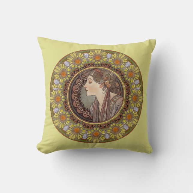 Cojín Decorativo Laurel de Alphonse Mucha (Anverso)