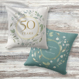 Cojín Decorativo Laurel Garland Faux Gold 50 Aniversario de los Bod
