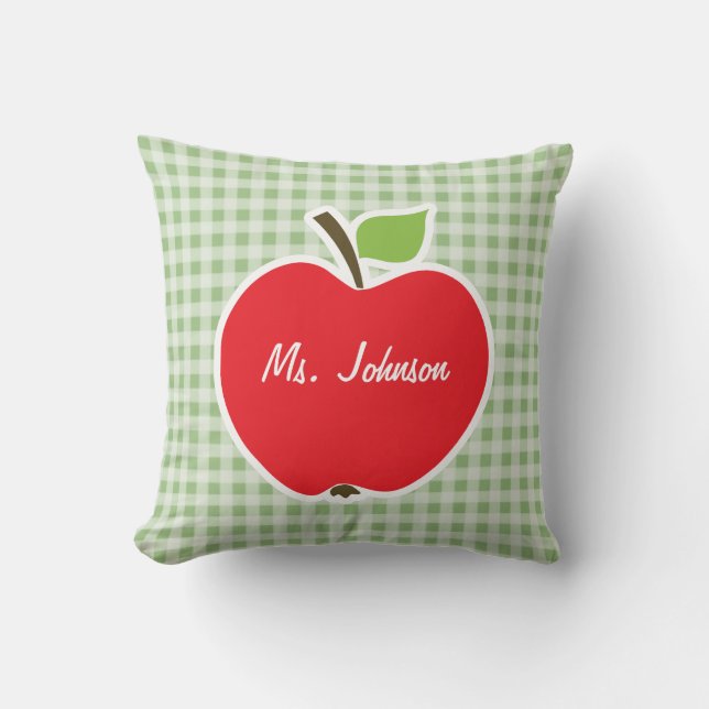 Cojín Decorativo Laurel Green Gingham, Apple (Anverso)