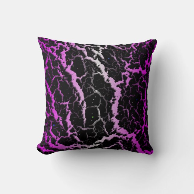 Cojín Decorativo Lava espacial agrietada - Blanco/Rosa (Anverso)