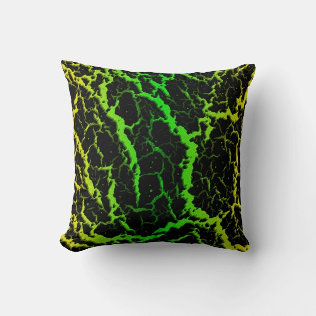 Cojín Decorativo Lava espacial craqueada - Amarillo/Verde (Anverso)