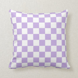 Cojín Decorativo Lavanda a cuadros y blanco