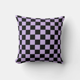 Cojín Decorativo Lavanda a cuadros y negro