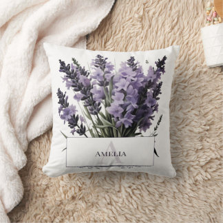 Cojín Decorativo Lavanda con color de agua personalizada