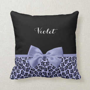 Cojín Decorativo Lavanda de impresión jaguar morada con nombre