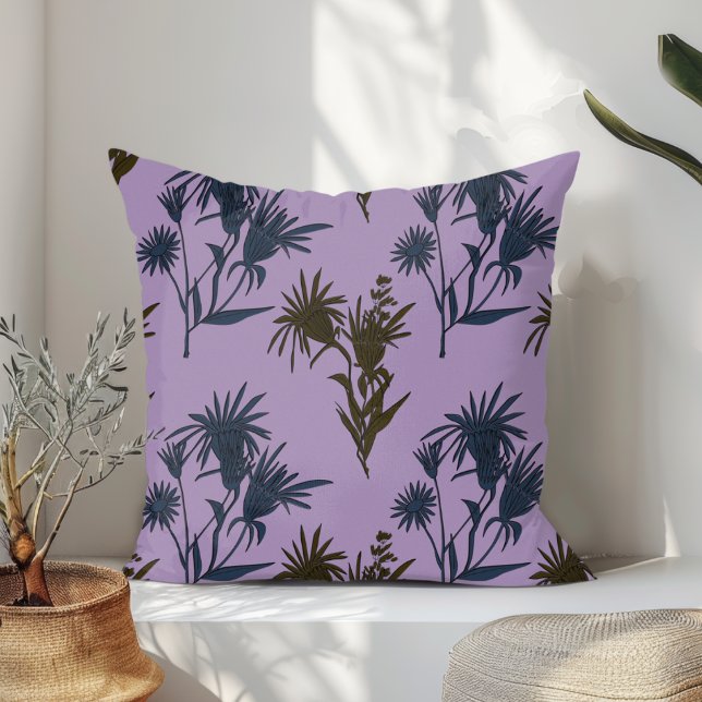 Cojín Decorativo Lavanda de patrón de flores botánicas Boho (Subido por el creador)