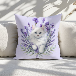 Cojín Decorativo Lavanda elegante y cumpleaños del gato