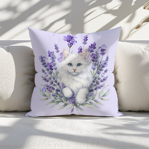 Cojín Decorativo Lavanda elegante y cumpleaños del gato